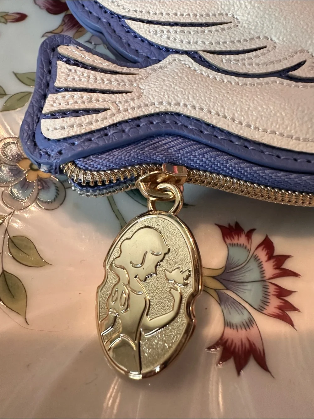 NWT Disney Blue & White Flying Bird Coin Pouch bag charm-keychain